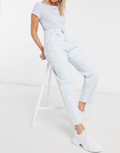 Weekday Fold organic cotton pleat jeans in bleached blue