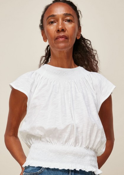 WHISTLES BLAISE ROUCHED TOP / feminine tops / summer wardrobe essentials