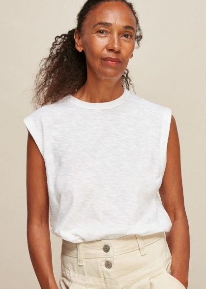 WHISTLES EASY MUSCLE VEST TOP / essential white T-shirt