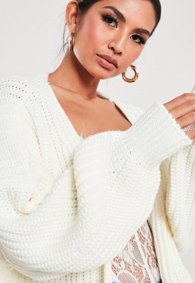 Missguided white knitted batwing oversized longline cardigan | chunky cardigans