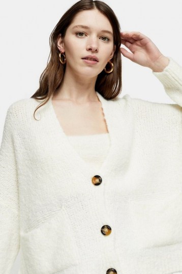 Topshop White Oversized Button Knitted Cardigan | slouchy knits | drop shoulder cardigans