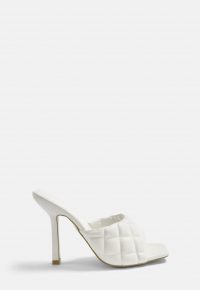 white quilted high heel mule – missguided mules