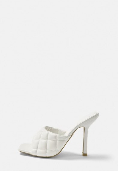 white quilted high heel mule – missguided mules - flipped