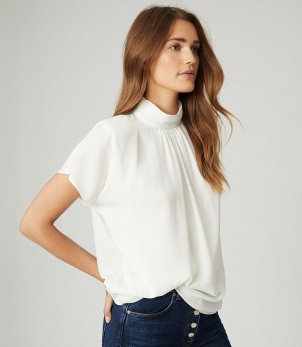 REISS YARA HIGH NECK TOP IVORY – effortless daily style tops - flipped