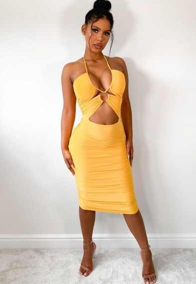 Yellow cut out dress ~ going out fashion - flipped