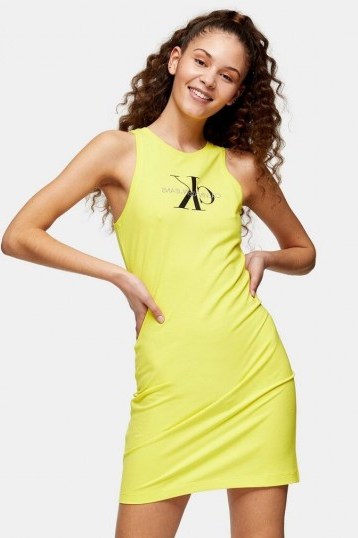 Yellow Tank Dress By Calvin Klein – Topshop fashion - flipped
