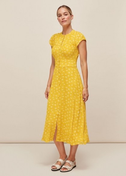 WHISTLES ISLA DANDELION DRESS / yellow summer dresses - flipped