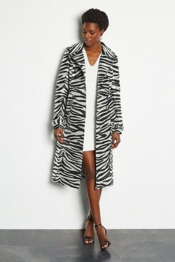 KAREN MILLEN Zebra Belted Trench Coat / instant glamour to any outfit - flipped