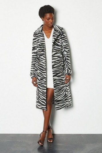KAREN MILLEN Zebra Belted Trench Coat / instant glamour to any outfit