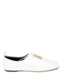 LOEWE Anagram-plaque leather oxford shoes in white | embellished flat oxfords