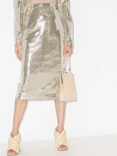 ANOUKI disco ball midi pencil skirt / glittering silver skirts ❤️ - flipped