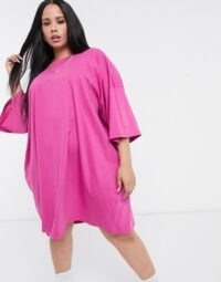 ASOS DESIGN Curve oversized t-shirt dress in berry – wow! Just look at that colour!
