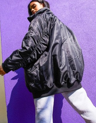 ASOS DESIGN hero oversized bomber jacket in black | voluminous casual jackets | volume outerwear