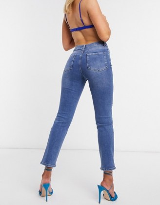 ASOS DESIGN high rise ‘sassy’ cigarette jeans in authentic midwash | ankle grazers