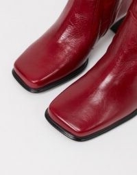 ASOS DESIGN Wide Fit Roisin premium leather square toe boots in red – autumn colours