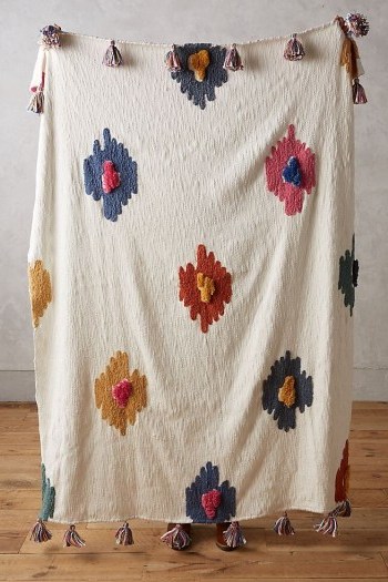 Anthropologie Dal Throw ~ tasseled bohemian throws ~ textured fabrics ~ boho soft furnishings - flipped