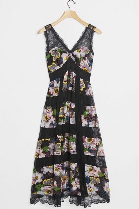 Kasondra Lace Maxi Dress Black Motif / sleeveless semi sheer paneled dresses / floral fashion / anthropologie clothing