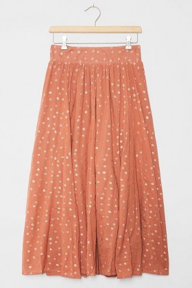 Kaley Shimmer Maxi Skirt Terra Cotta / shimmering terracotta skirts - flipped