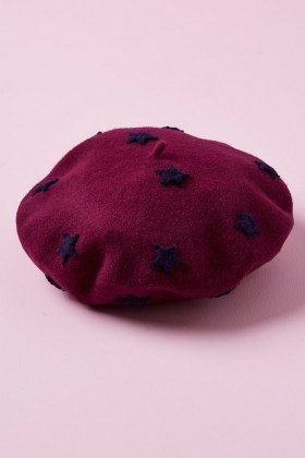 Helene Berman Star Beret Dark Purple / autumn hats / berets / fall colours / winter accessories - flipped
