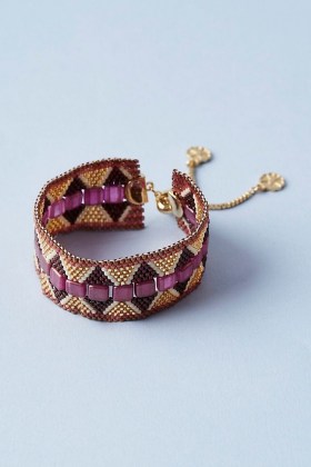 Azuni Beaded Bracelet Raspberry ~ bracelets made with beads ~ pink jewellery - flipped