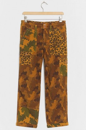 ANTHROPOLOGIE Wanderer Utility Trousers BRONZE – mixed print pants