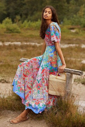 Anthropologie Amandine Maxi Dress – mixed floral print dresses