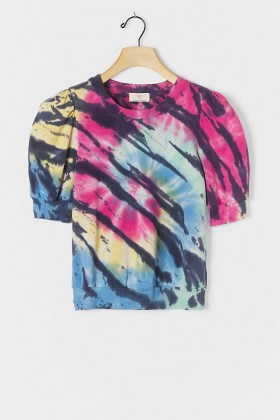 T.La Vitte Puff-Sleeved Pullover Top | multicoloured tie dye effect tops - flipped