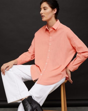JIGSAW BABY CORD SHIRT PEACH BLUSH / relaxed fit shirts / drop shoulders - flipped