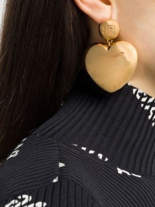 Balenciaga BB heart earrings / large logo statement hearts - flipped