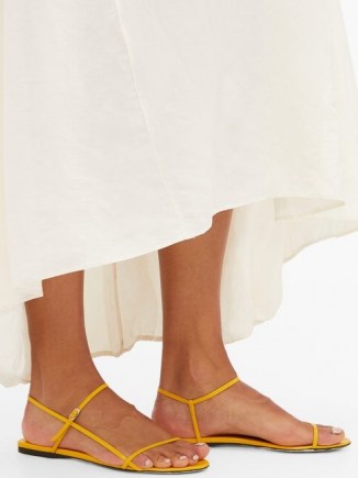 THE ROW Bare leather sandals in yellow / barely there flats - flipped