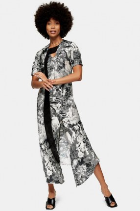 TOPSHOP Boutique Black And White Contrast Strap Dress / monochrome floral dresses