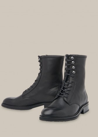 WHISTLES ASHA LACE UP BOOT BLACK / leather ankle boots - flipped