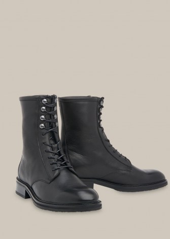 WHISTLES ASHA LACE UP BOOT BLACK / leather ankle boots