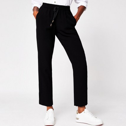 RIVER ISLAND Black Crepe Jogger ~ smart joggers ~ luxe style jogging bottoms - flipped
