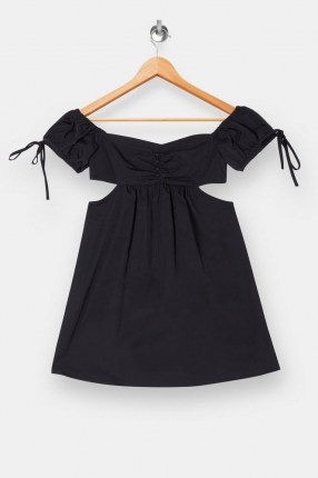 TOPSHOP Black Cut Out Puff Mini Dress ~ lbd ~ party dresses - flipped