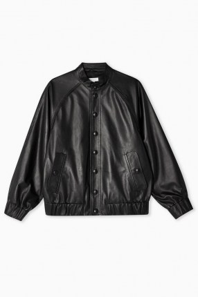 Topshop Boutique Black Leather Bomber Jacket | weekend jackets - flipped