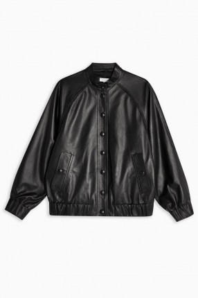 Topshop Boutique Black Leather Bomber Jacket | weekend jackets