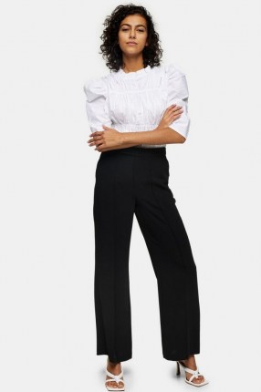 TOPSHOP Black Seam Wide Leg Trousers | smart front seamed pants - flipped