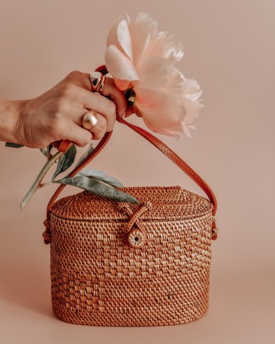 Rock N Rose Blaire Woven Basket Bag ~ handmade natural grass bags - flipped