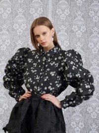 SISTER JANE Forget Me Not Retro Blouse Black and Silver ~ romantic victorian look blouses ~ balloon sleeves ~ voluminous fashion ~ feminine romance