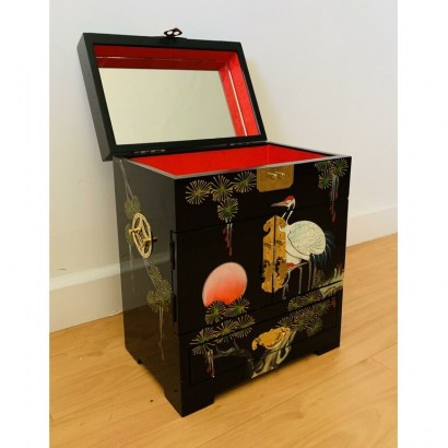 Hand-painted in cranes artistry jewellery box by Bloomsbury Market