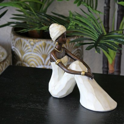 Sitting African Woman Fostoria Figurine by Bloomsbury Market – stylish ornaments for your home - flipped