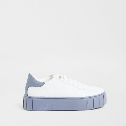 RIVER ISLAND Blue chunky sole trainer ~ thick soles ~ flatforms - flipped