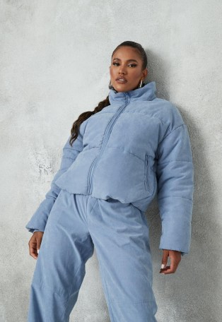 MISSGUIDED blue co ord peached puffer jacket ~ padded jackets