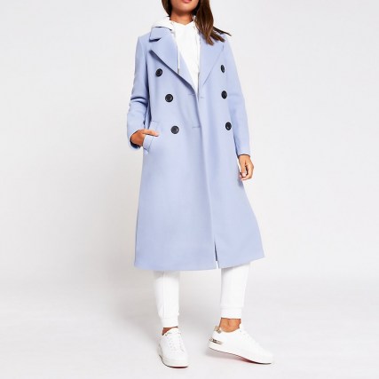 RIVER ISLAND Blue double breasted coat ~ baby blue coats ~ autumn outerwear