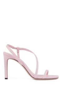 HUGO BOSS High-heeled sandals in nappa leather with asymmetric strap in light pink – asymmetrical front strap slingbacks