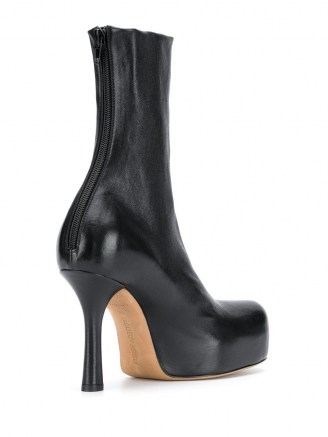 Bottega Veneta square toe black leather ankle boot | retro platform boots | 70s vintage look footwear - flipped