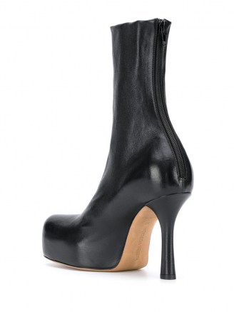 Bottega Veneta square toe black leather ankle boot | retro platform boots | 70s vintage look footwear