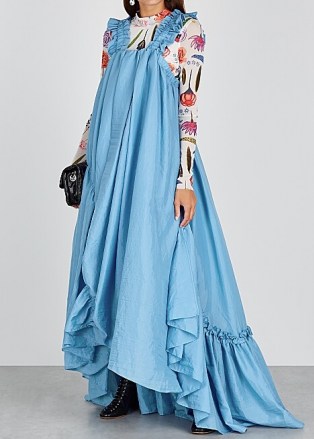 BRØGGER Evie blue taffeta maxi dress ~ romantic ruffled dresses