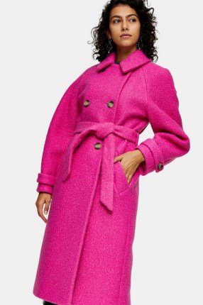 TOPSHOP Bright Pink Boucle Trench ~ hot colours ~ belted coats